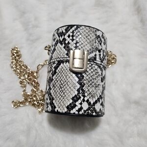 Like Dreams Snakeskin Pattern Micro Bag with Gold Chain